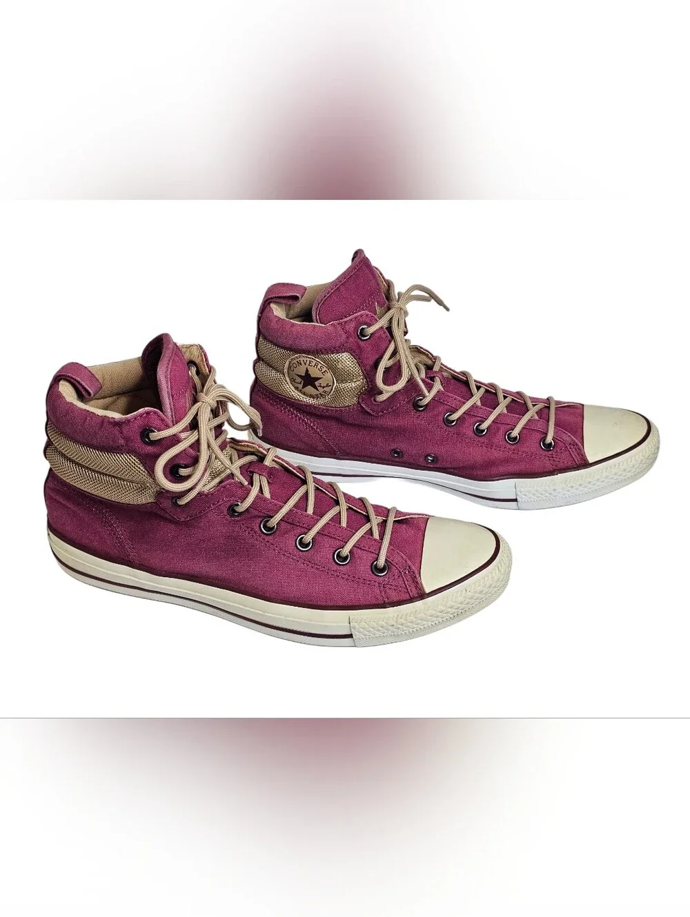 Converse Chuck Taylor All Star High Street Burgundy Maroon Tan Sneakers Men's 12